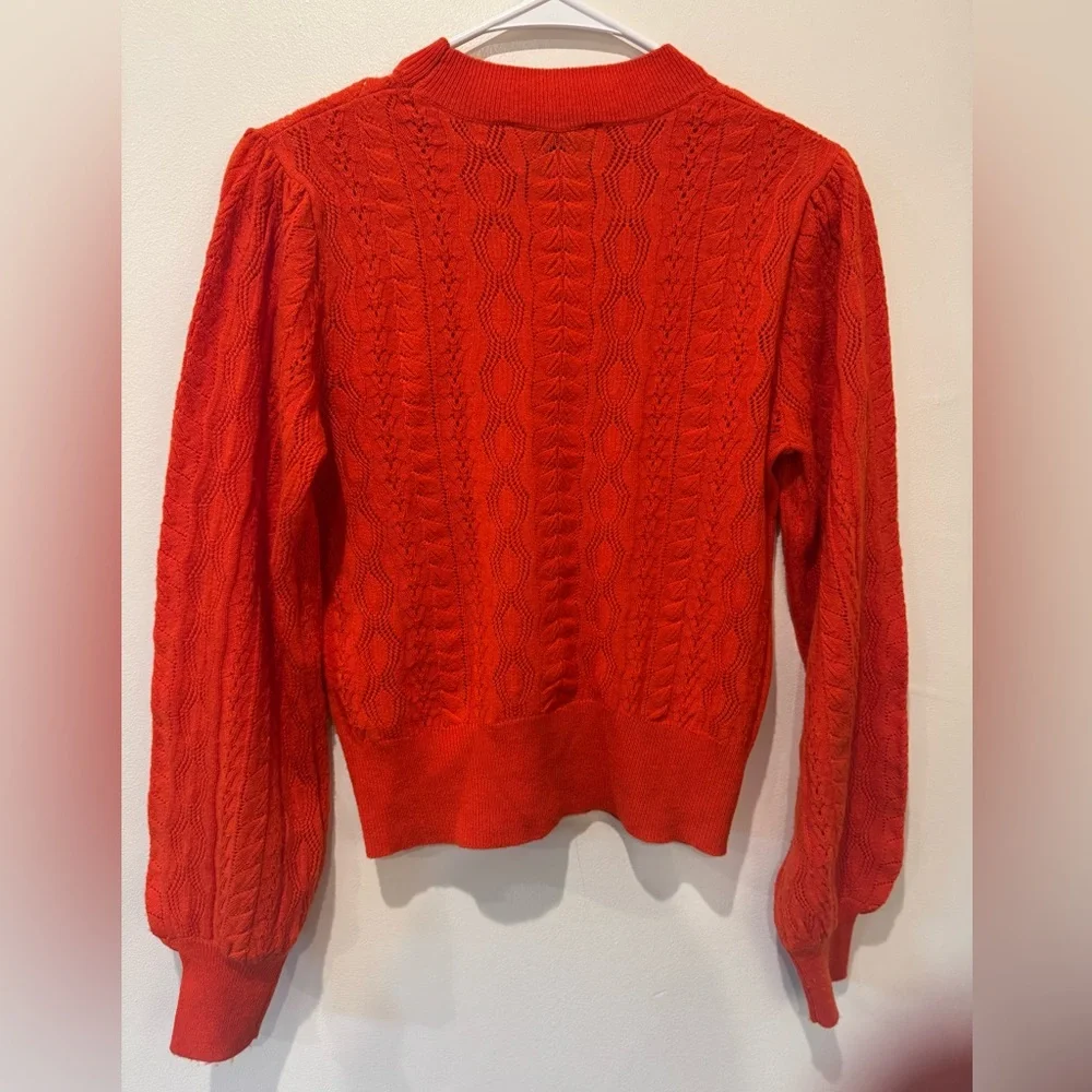 DEMYLEE x J.Crew 100% Wool Pointelle Knit Sweater Women’s XS Orange